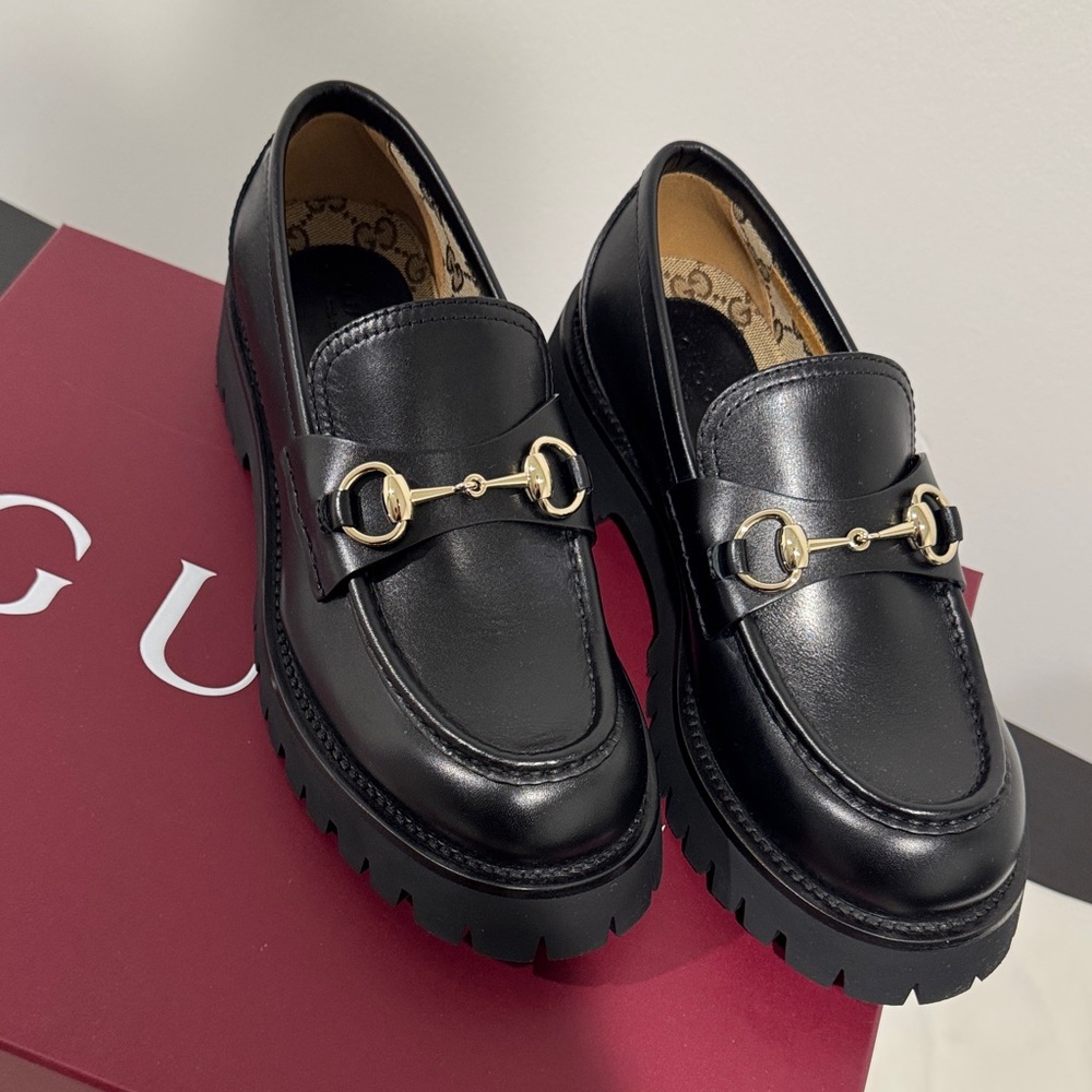 Gucci Black Loafers with Gold Horsebit